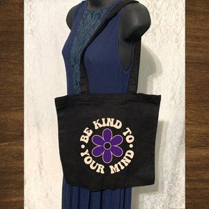 Be Kind To Your Mind Double Strap Shoulder Cotton Canvas Tote Bag